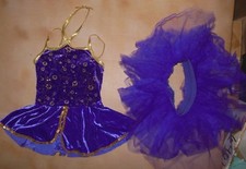 NWOT Small child Ballerina ballet dance costume purple Gold CaviarBeading w/tutu