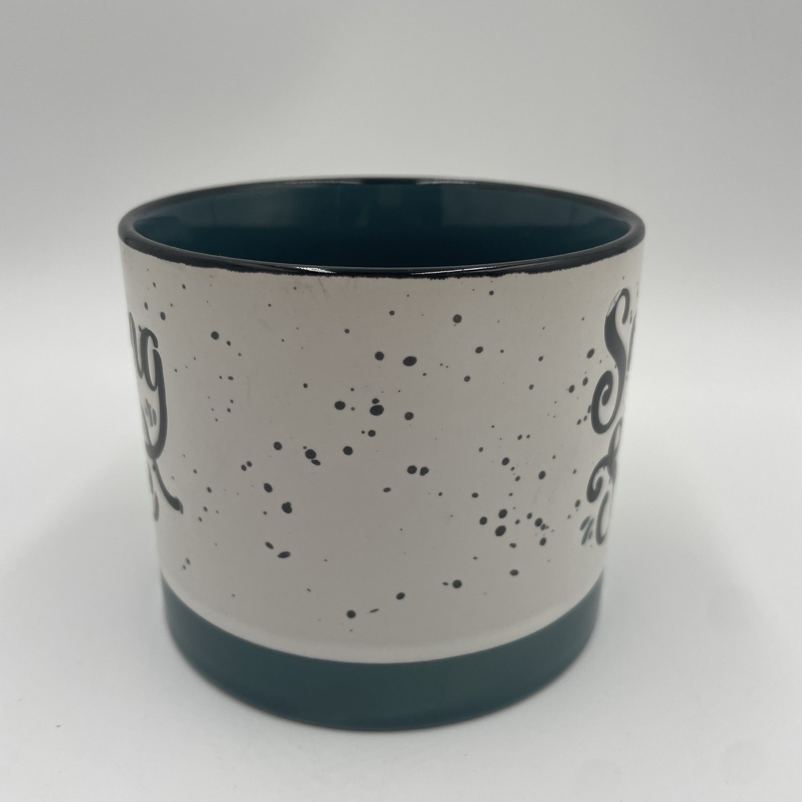 SEWING KEEPS ME SANE Tea / Coffee Mug 14OZ NWOT Gray And Green Black Speckles