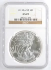 US 2013 American Silver Eagle 1 Ounce .999 Fine Coin NGC MS70 Brown Label