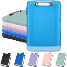 Clipboard with Storage, Plastic Clipboards 8.5x11 with Pen Holder, High Capac...