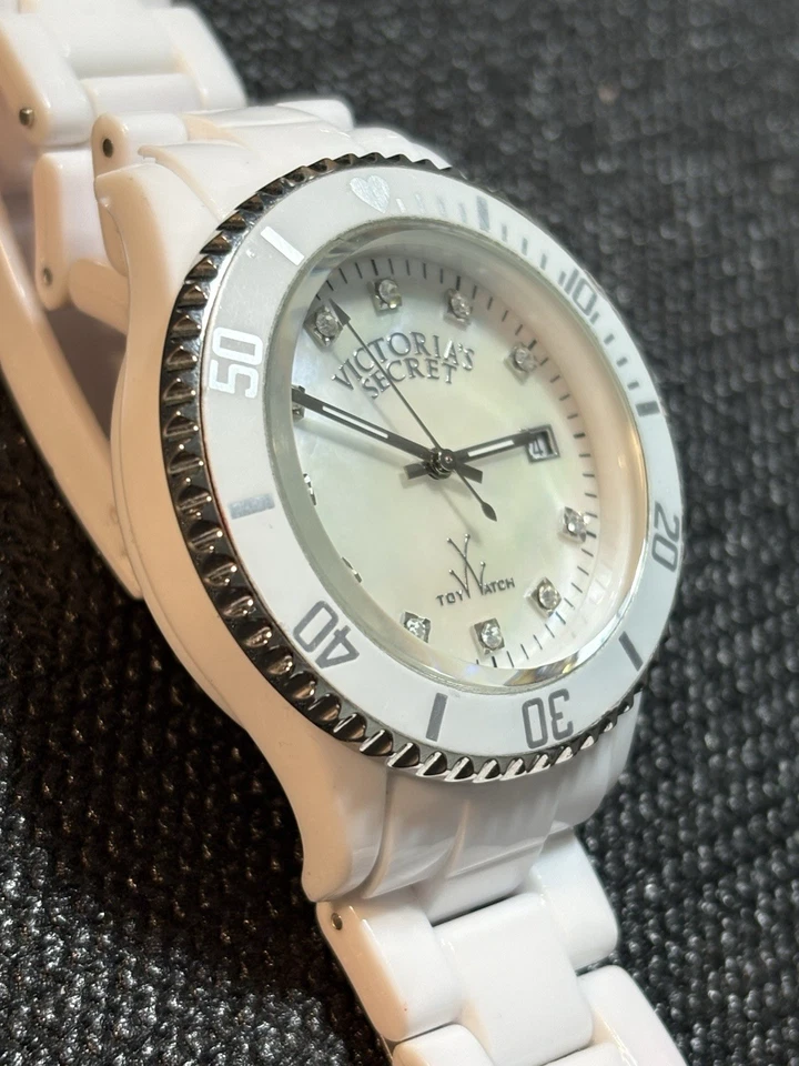 Reloj pulsera ToyWatch Victorias Secret damas resina blanca esfera mop mujeres nuevo murciélago Foto 3 de 4