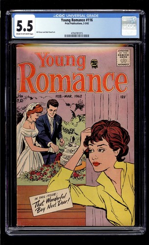 Young Romance #116 Vol. 15 #2 1962 CGC 5.5 FN- C/OW High Definition Scans**