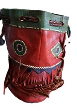 Native American Leather Bag Pouch Belt Bag 10" fringing Vintage 