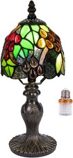 Small Tiffany Table Lamp, 3 Color-Temperature Grapes Stained Glass Lamp,6 Inch T