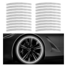 20 PCS Car Wheel Reflective Stickers, Anti-Scratch Night Safety Warning Silver