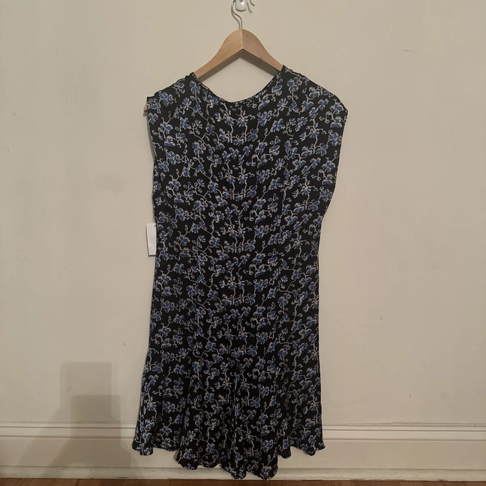 Vestido para mujer Joie azul floral sin mangas talla L, 100 % seda Foto 2 de 4