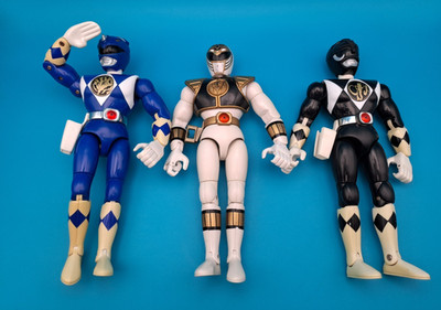 Power Rangers Action Figur Bandai 93/94 blau weiß schwarz ohne Waffen