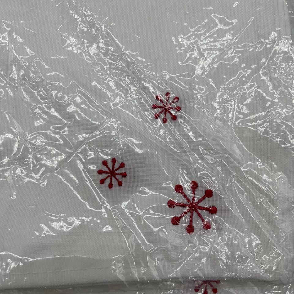 "Juego de 8 servilletas blancas con copos de nieve rojos bordados 17,5x17,5"" nuevas" Foto 2 de 4