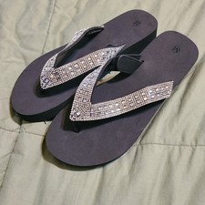 Women' s Rhinestone Bling Sandals Flip Flop Thong M 7-8 Tread Adjustable New