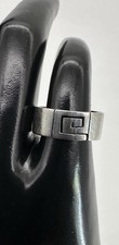 VTG STERLING SILVER 925 GREEK KEY BAND RING 7 mm Size 6 Unisex Pinky Finger .