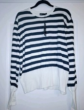 Ladies M & S Navy/White Striped Jumper Size 18/20 (L) BNWT