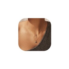 Layered Gold Cross Necklace for Women, 14k Gold Plated Cross Necklace Dainty Blu