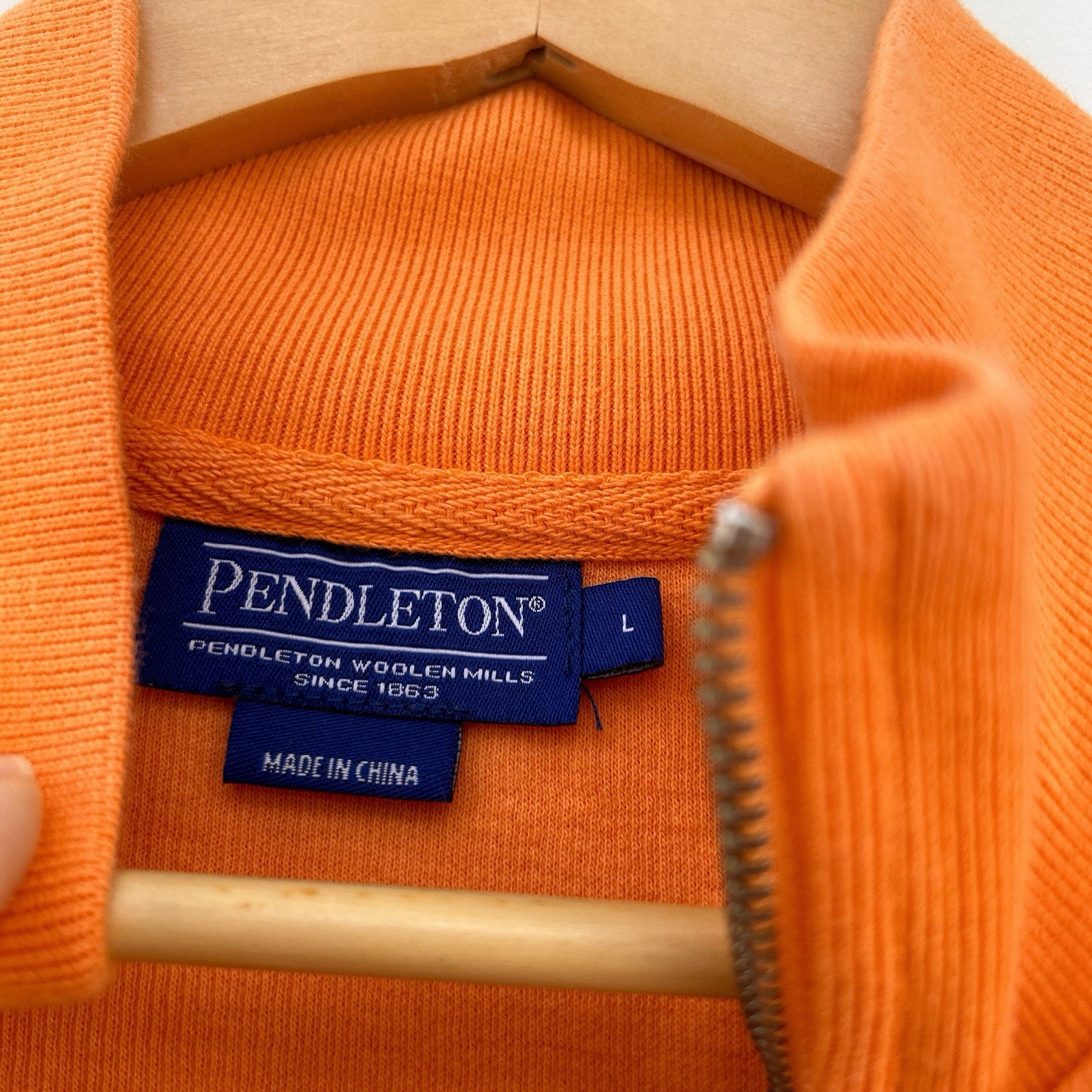 Pendleton Mock Neck 1/4 Zip Pullover  L Orange Cr… - image 2