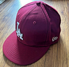 L.A. Dodgers men's fitted hat New Era 59Fifty 7-3/8 maroon red 100% wool