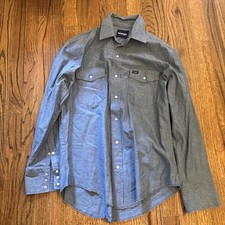 Wrangler Vintage Mens Sz L Chambray Blue Pearl Snap Denim Western Shirt NWOT