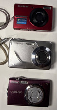 Lot of 3 Digital Cameras Nikon CoolPix, Samsung L200, Kodak For Parts  Repair
