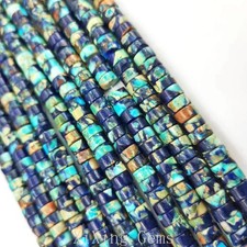 3x6mm Blue Green Natural Sediment Jasper Heishi Spacer Beads for Jewelry Making