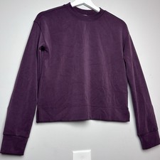 Athleta Women  s Seasoft Crewneck Sweatshirt Long Sleeve Purple Plum Slit XXS