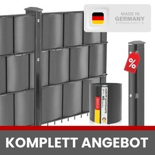 Doppelstabmattenzaun - Pfosten mit Leiste + Hart PP Sichtschutz - Gartenzaun