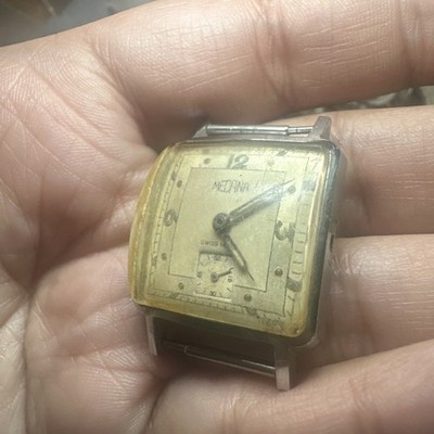 Vintage MEDANA Swiss Art Deco Square Mens Watch Small Seconds 26mm  Parts/Repair