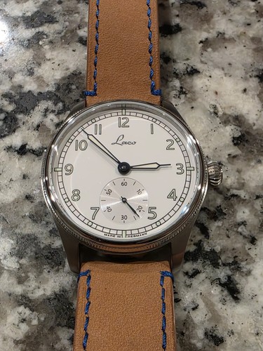 Laco Cuxhaven 39 – HandWound Navy Deck Watch White Enamel Dial Laco 261 Movement