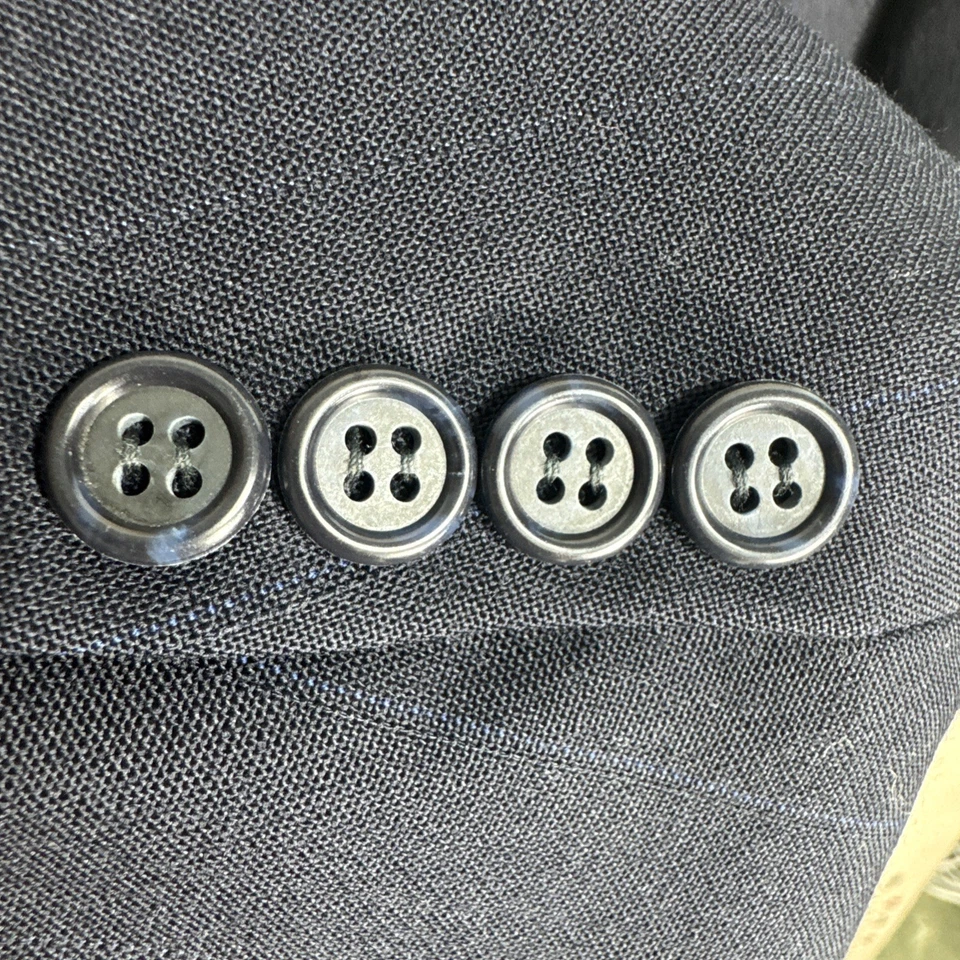 Traje Palm Beach 56L Azul Marino Rayas Dos Botones 2 Piezas Lana 51x31 EE. UU. Relajado Foto 2 de 4