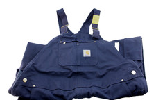 CARHARTT R01 Size 46 X36 Navy Double Knee Duck Canvas Men Unlined Bib Overalls