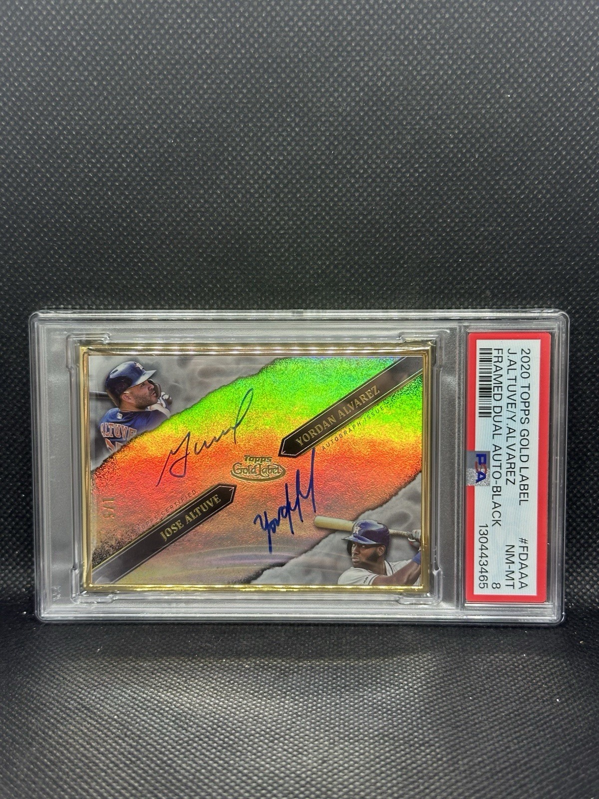 2020 Topps Gold Label Dual Auto /5 Yordan Alvarez Jose Altuve PSA 8 Astros Auto