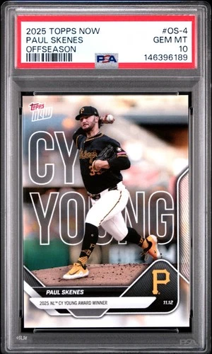 2025 Topps NOW Offseason #OS-4 PAUL SKENES NL Cy Young Award PSA 10 - Pirates