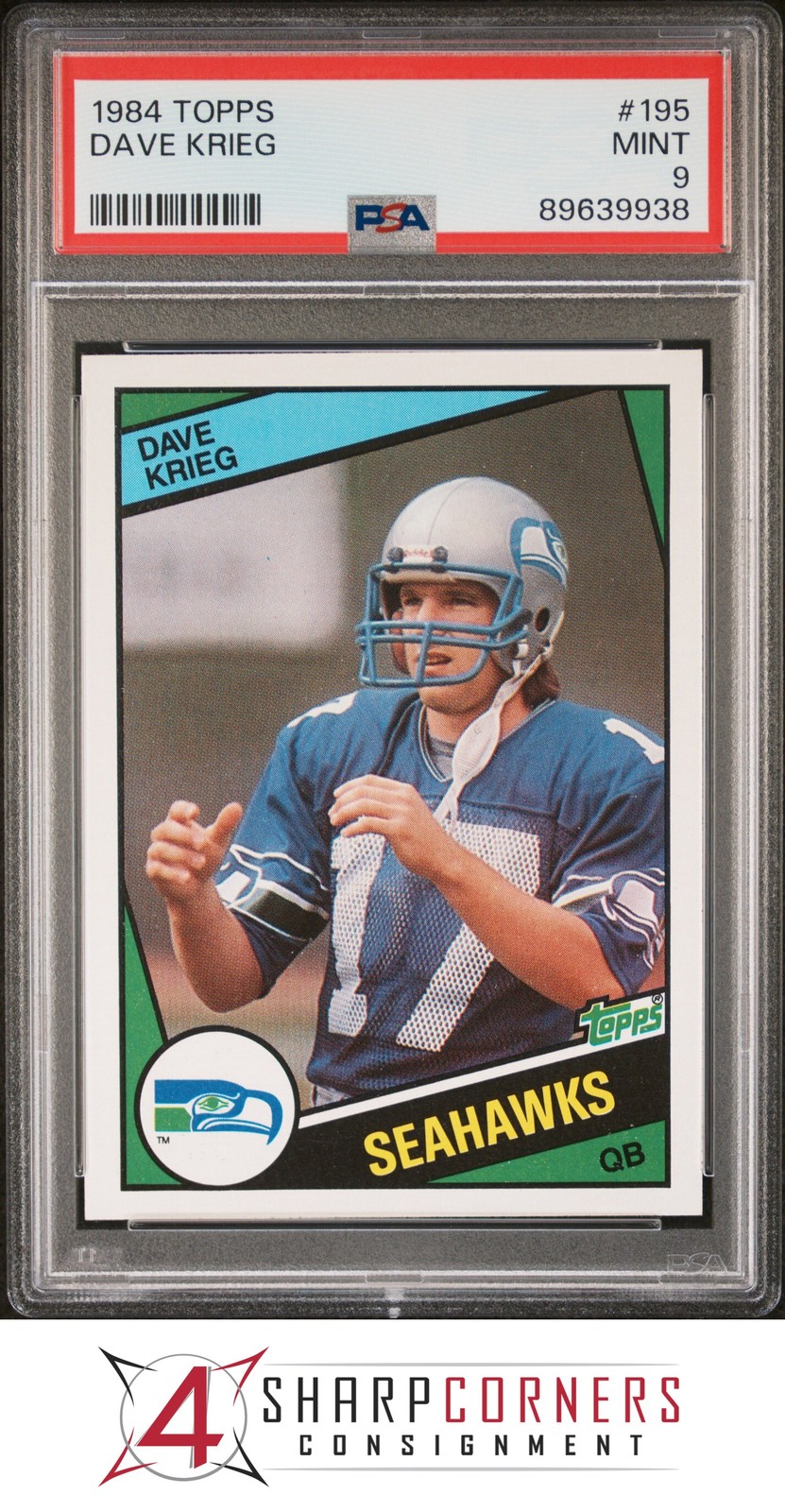 1984 TOPPS #195 DAVE KRIEG RC SEAHAWKS PSA 9