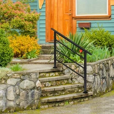 Handrails for Outdoor Steps Matte Black Wrought Iron, Stair Railing for 1-4 Step