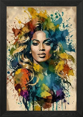 Beyonce Watercolor Portrait #2 Framed Wall Art Poster Print Picture