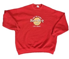 Las Vegas Vintage Hard Rock Cafe Red Crewneck Sweatshirt Vintage XL Jerzees USA
