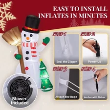 6.2FT Lighted Christmas Inflatable Decoration, Inflatable Snowman Holding Groom,