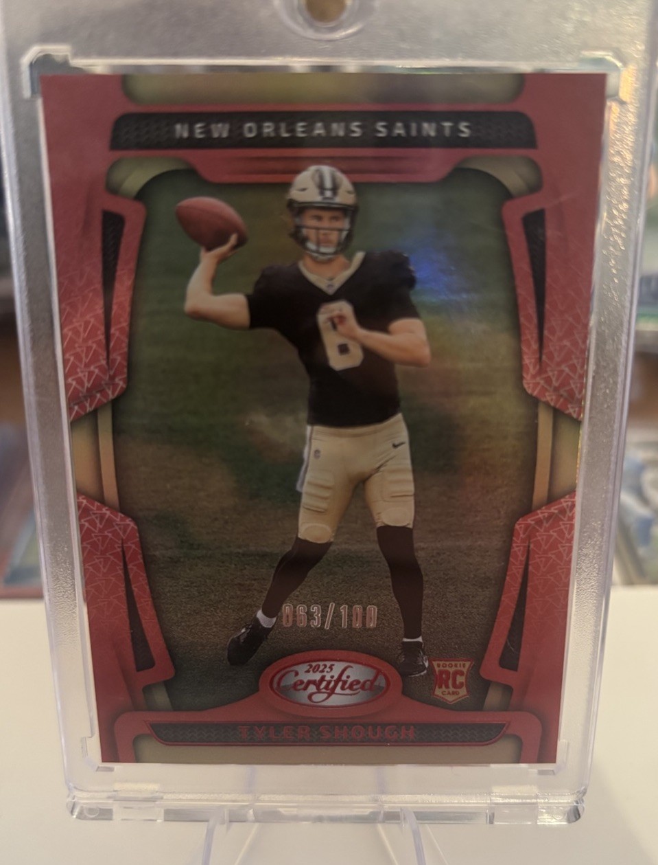 2025 Panini Certified - Rookies Tyler Shough #102 Mirror Red 63 /100 (RC)