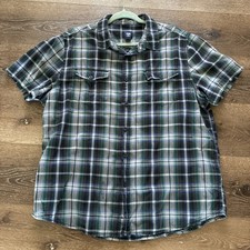 Men s Route 66 Vintage Short Sleeve Plaid Button Up Shirt. Size XL