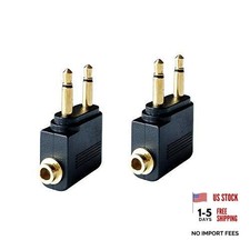 Dual 3.5mm Male to 3.5mm Female Airplane Headphone Adapter Gold Plated 2