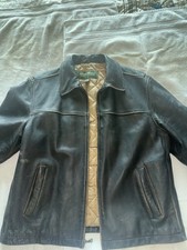 EDDIE BAUER VINTAGE QUILTED LEATHER JACKET PRE OWNED MENS L LARGE BROWN TAN
