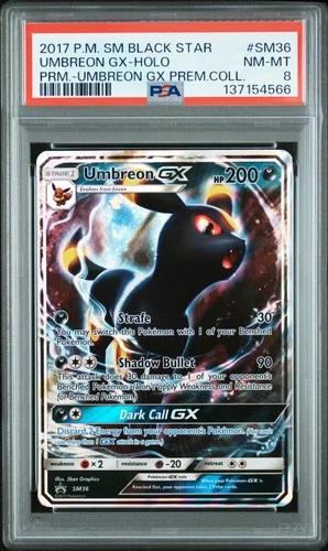 2017 POKEMON SM BLACK STAR PROMO UMBREON GX PREM COLL UMBREON GX-HOLO PSA 8