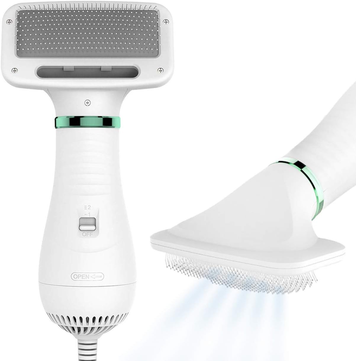 Dog Hair Dryer | 2 in 1 Pet Groomer with Slicker Brush | Adjustable Temperature