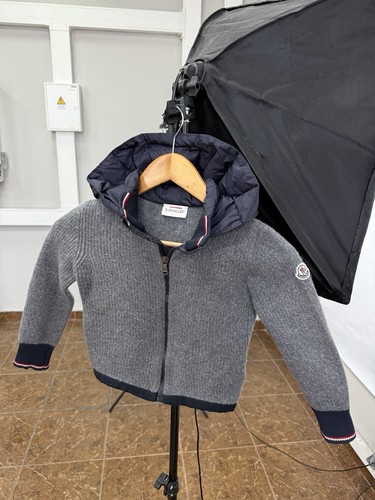 🇮🇹 Moncler Kids Maglia Wool Sweater Down Hooded Size 6 anni/115cm