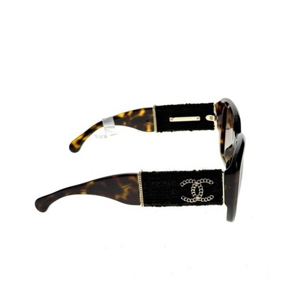 Chanel Square Sunglasses Tortoise Brown Tweed Polarized Gold