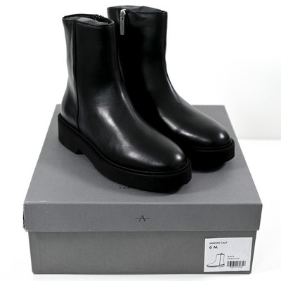Aquatalia Maddie Calf Boots Ankle Leather Shoes Black - Women's Size 6 M
