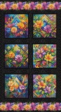 Flower Fusion by Crazy Marie  Floral, Geometric Quilt Panel  Studio E  24"