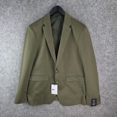 YD Jacket Mens 42 Medium Green Khaki Blazer Discuss Performance Suit NEW 13507