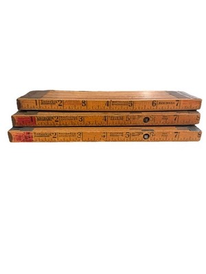 3 Vintage Interlox Master Rule Folding Carpenter Rules Pat Pending Outside 