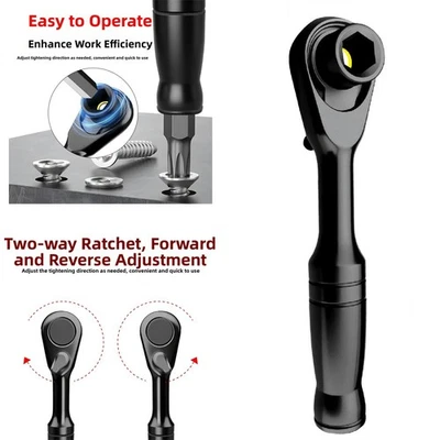 72 Tooth 1/4 Inch Ratchet Wrench with Secure Bit Holder Dual Direction Handle - Image 1 of 4
