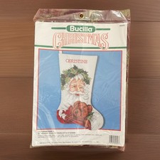 BUCILLA Christmas Victorian Santa Cross Stitch 82826 Teddy Stocking Kit NOS 1999