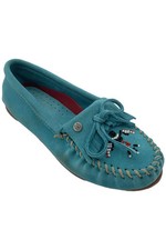 Minnetonka Women's Thunderbird Animikii Suede Moccasin Turquoise
