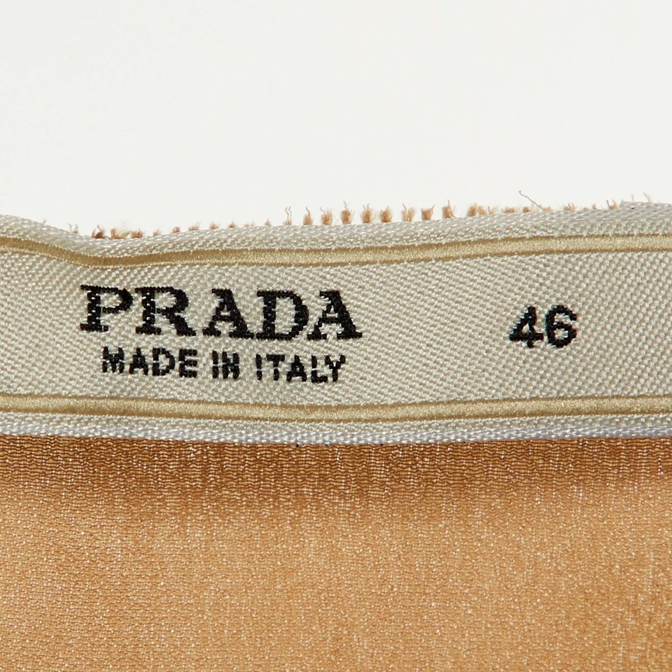 Prada Beige Silk Satin Ruffled Top L - Image 4 of 4